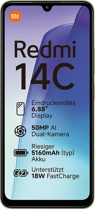 Produktbild Xiaomi Redmi 14C (256 GB, Sage Green, 6.88", Dual SIM, 50 Mpx, 4G)