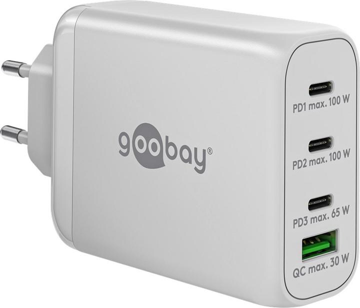 Goobay Caricatore rapido multiporta USB-C™ PD (100 W) bianco, bianco - 3x porte USB-C™ (Power Delivery) e (100 W)