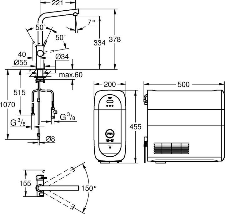 Produktbild Grohe Küchenarmatur mit Filterfunktion Blue warm sunset gebürstet 31454