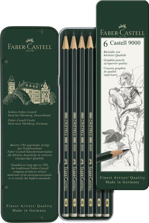 Produktbild Faber-Castell 9000 (2 mm, HB, B, 2B, 4B, 6B, 8B, 6 x)