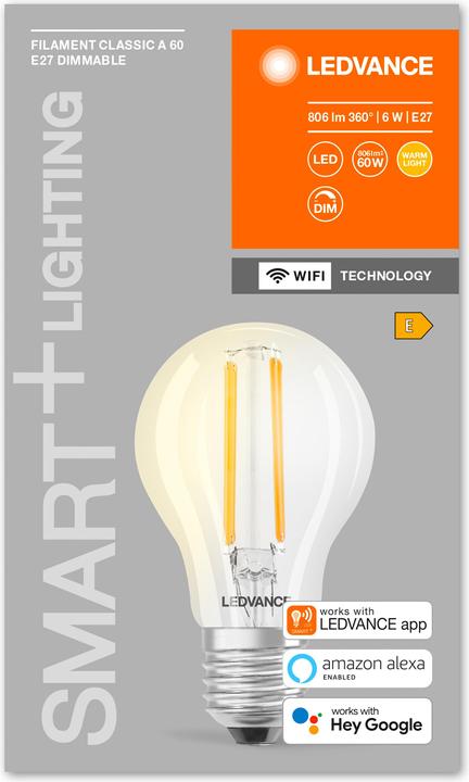 Produktbild Ledvance Smart+ Wifi Filament Classic (E27, 5.50 W, 806 lm, 1 x, E)