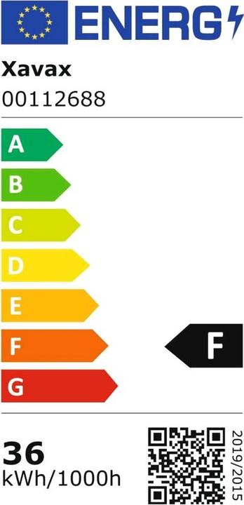 Energie-Label Xavax Leuchtstoffröhre T8, G13, 36W, 120 cm, Neutralweiss (36 W, F)