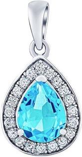 Silvego BRISA Silver Pendant with Swiss Blue Topaz and Brilliance Zirconia JJJ1141PTS