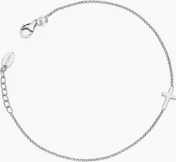 Amen Pray & Love Cross Armband (17 cm, 925er Silber)