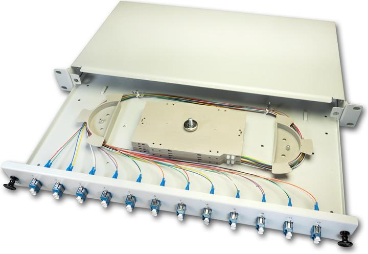 Produktbild Lightwin LWL Spleissbox, 24 Fasern, 12x DLC Multimode, 50/125µm OM3 Pigtail Spleissboxen (1.50 m)
