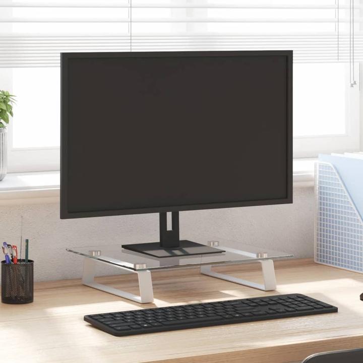 Actual product image VidaXL Monitor stand white 40x35x8 cm tempered glass and