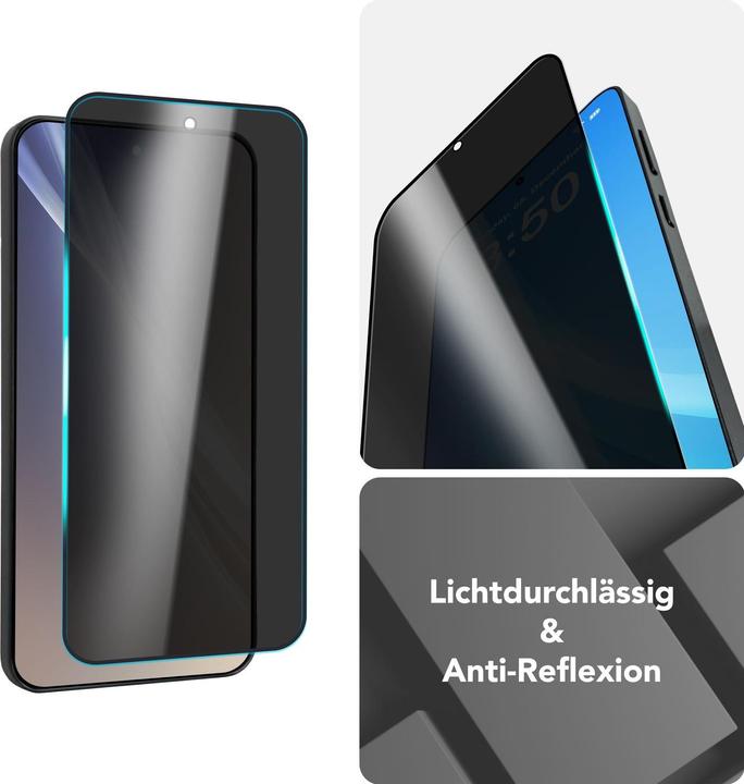Produktbild Nalia AntiSpyX - Privacy Schutzglas mit Schablone - Full Screen Anti-Spy Protector (1 Stück, Samsung Galaxy S25)