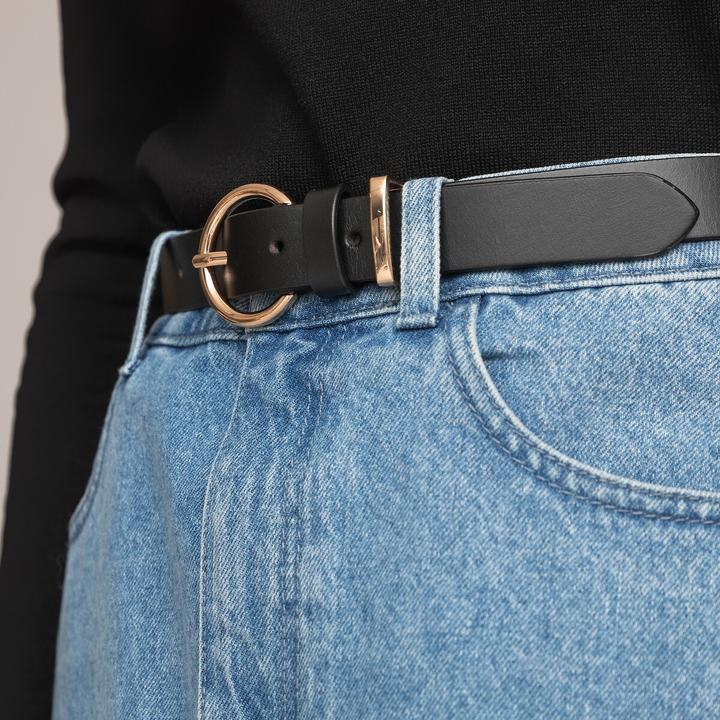 La Redoute Collections Ledergürtel mit goldfarbener Schnalle