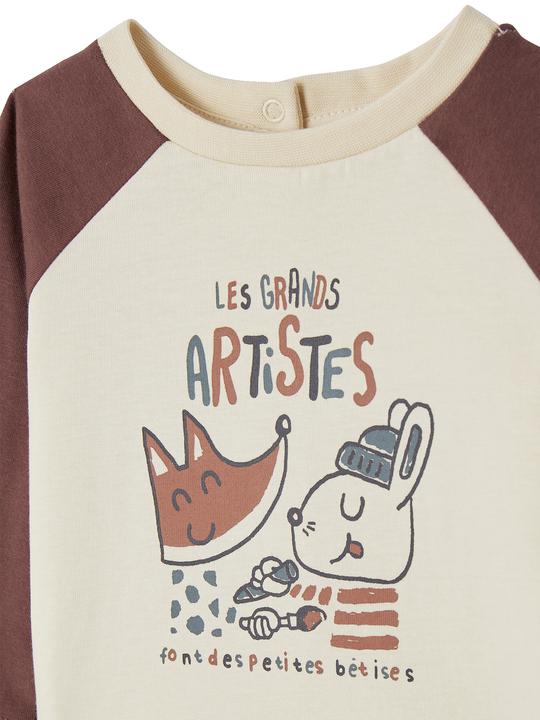 Image du produit Vertbaudet T-shirt bébé manches raglan avec imprimé, coton bio (68)