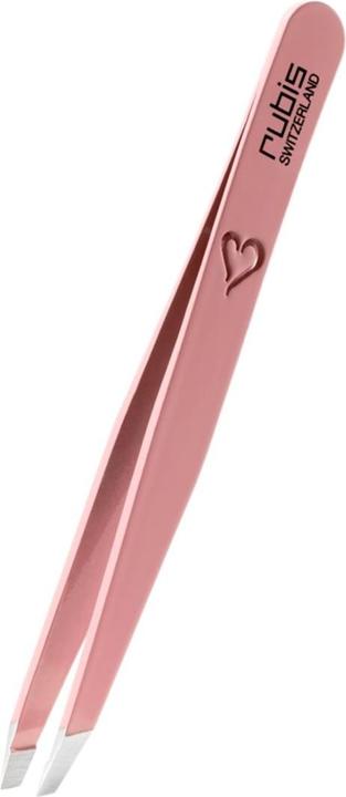 Rubis Pinzette schräg Inox rosa mit Herz