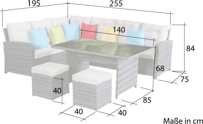 Produktbild Jet-Line Garten Lounge La Palma schwarz (Sitzecke mit Esstisch)