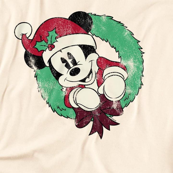 Actual product image Disney Mens Mickey Mouse Vintage Wreath Christmas T-Shirt (XL)