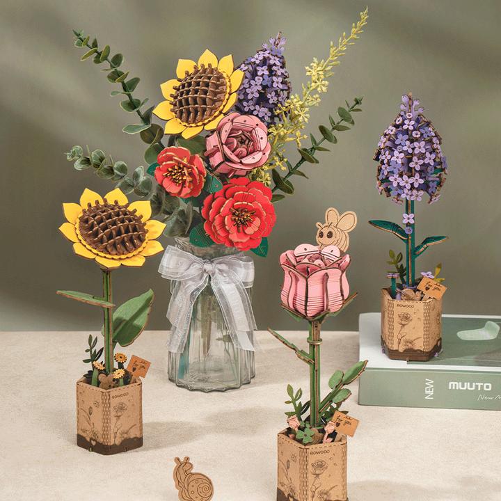 Actual product image Robotime Sunflower - Wooden construction kit flower