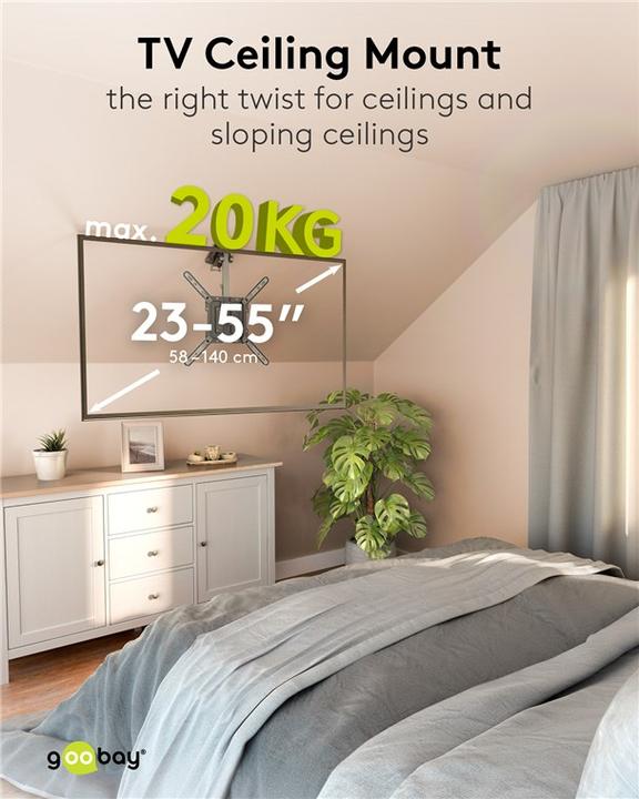 Produktbild Goobay TV-Deckenhalterung Basic M, schwarz (Decke, 55", 20 kg)