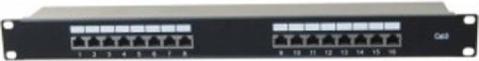 Tecline Pannello patch, Cat 6, 16 porte, STP, 1 U, 48,30 cm (19"), nero Pannello patch Cat 6 con 16 porte