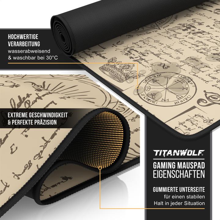 Immagine prodotto Titanwolf Tappetino per mouse da gioco, tappetino per mouse XXXL speed 1200 x 600 mm, velocità e precisione (XXL)