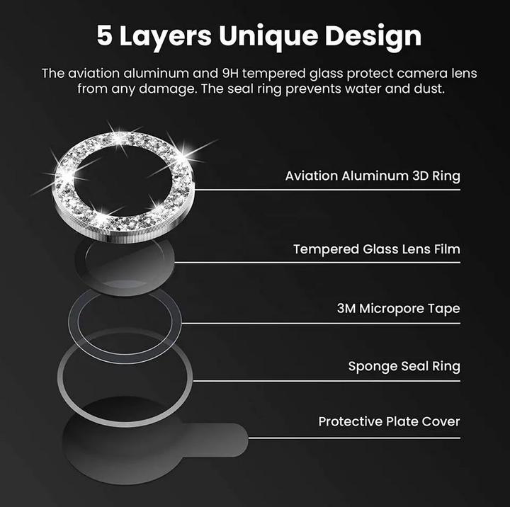 Actual product image PhoneLook Protective Rings for Camera Lenses with Glittering Diamonds (Apple iPhone 12 Pro Max)