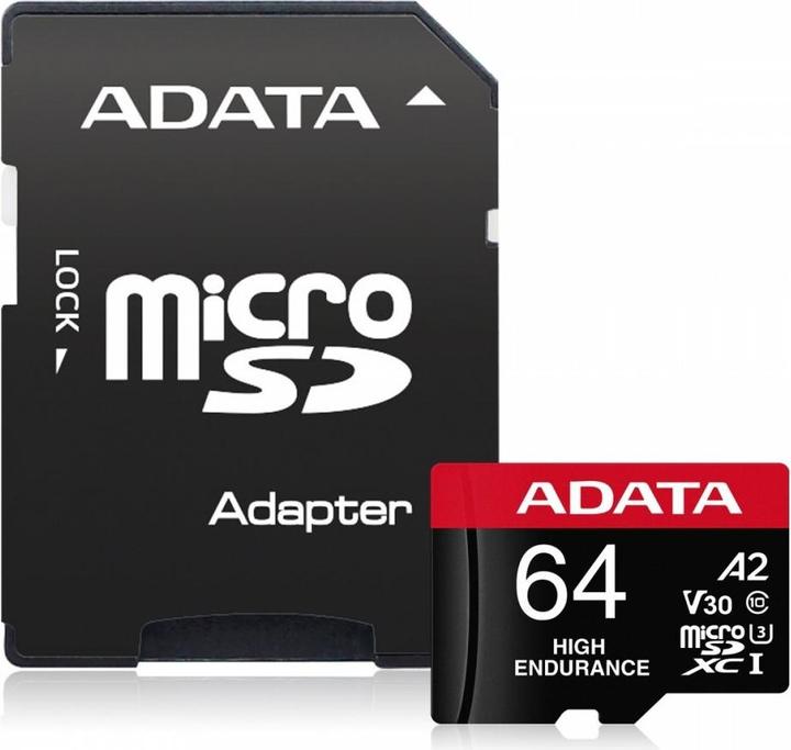 Actual product image Adata microSDXC card High Endurance 64 GB (64 GB, microSDXC, U3, UHS-I)