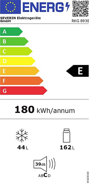 Energie-Label Severin Kühl-, Gefrierschrank RKG 8930 (206 l)