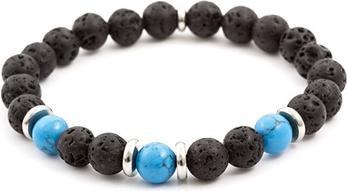 Image du produit Beneto Bracelet de perles en howlite et pierre de lave MINK56 - Longueur : 19 cm (L) (19 cm)