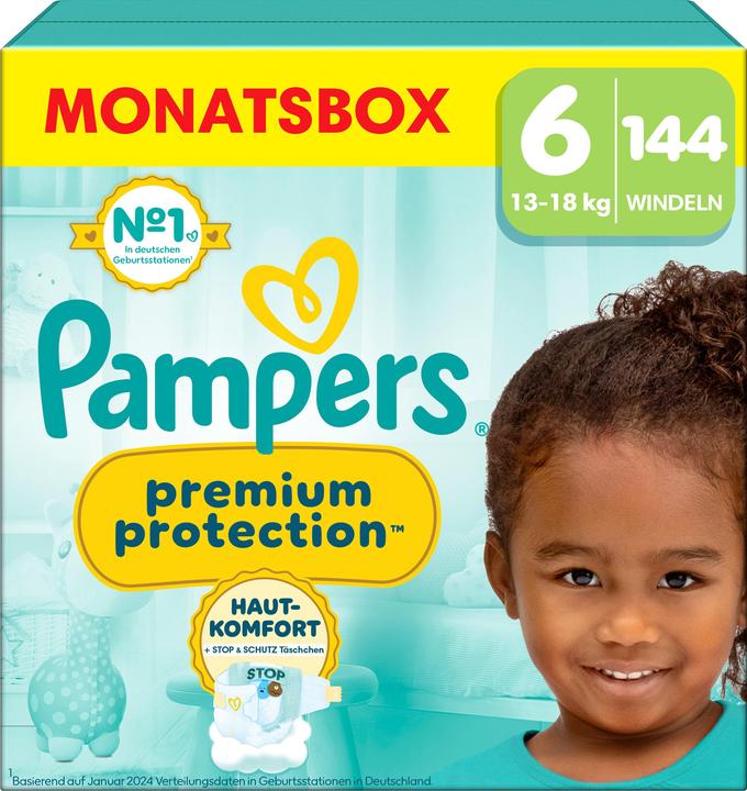 Pampers Premium Protection (Gr. 6, Monatsbox, 144 Stück)