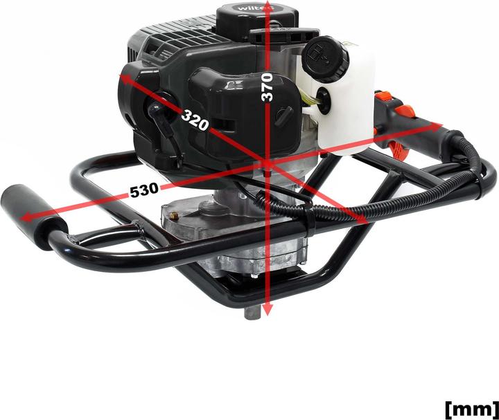 Actual product image Wiltec Petrol Ground Drill Set 1.4kW 1.9HP including Earth Auger Drill Bit 250mm