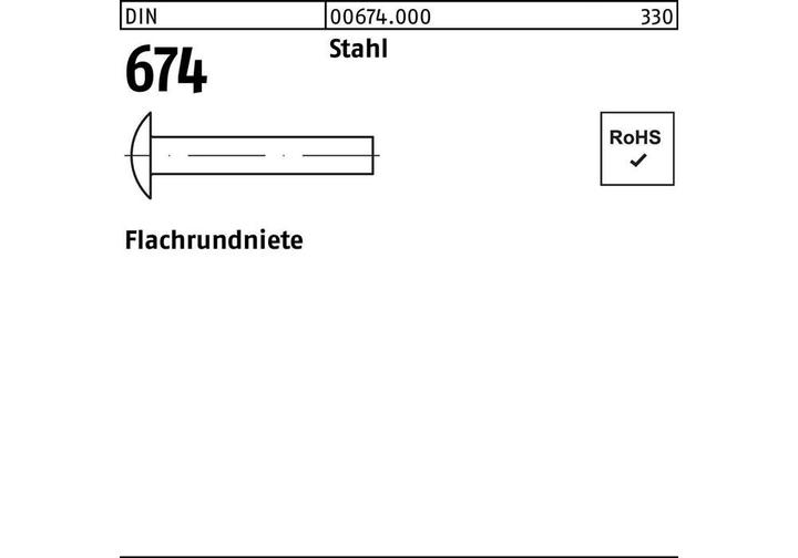 Immagine prodotto Rivetti tondi piatti DIN 674 3 x 8 in acciaio