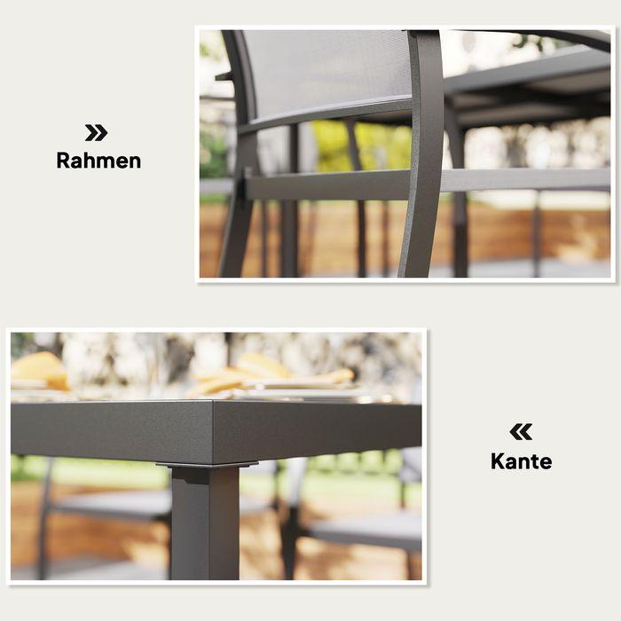 Actual product image Swisshandel24 7 tlg. Essgruppe für 6 Personen, Stühle stapelbar, Stahlgestell, Grau (87 cm)