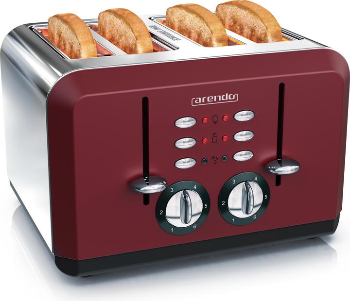 Arendo Tostapane in acciaio inox 4 fette, automatico, acciaio inox, involucro termoisolante a doppia