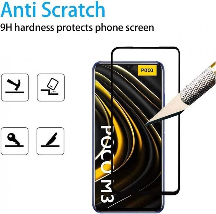 Produktbild Screenguard Xiaomi Poco M3 Full Screen Panzerglas Schutzfolie 2.5D 9H (1 Stück, Xiaomi Poco M3)
