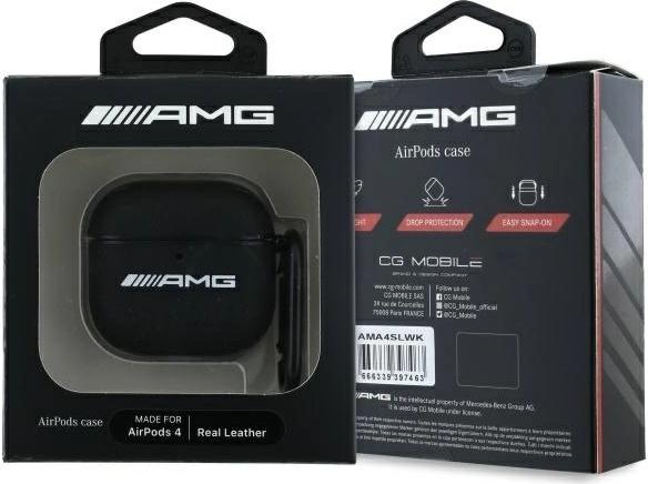 Image du produit Mercedes Étui AMG en cuir blanc Logo na AirPods 4 - czarne / biaÅe
