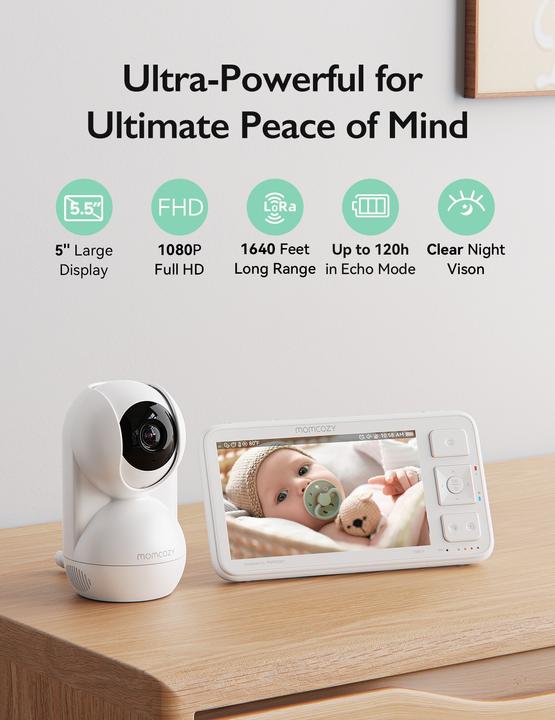 Immagine prodotto Momcozy Video Baby Monitor BM03 5,5 inch (Video e audio, 500 m)