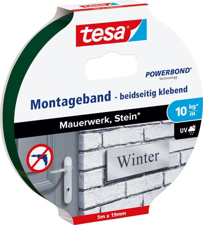 Produktbild tesa Powerbond doppelseitiges Montageband für Ziegel & Stein (19 mm)
