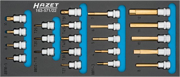 Actual product image HAZET Screwdriver socket set 163-571/22 22 pieces (28 mm, 25 mm, 31 mm, 36 mm, 30 mm, 19 mm, 23 mm, 20 mm, 33 mm, 32 mm, 27 mm, 26 mm, 35 mm, 21 mm, 22 mm, 24 mm, 29 mm, 34 mm)