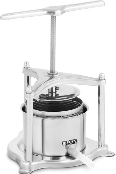 Produktbild Royal Catering Obstpresse Saftpresse Weinpresse Fruchtpresse Edelstahl 3 L + 5 Presstücher (EU-Stecker)
