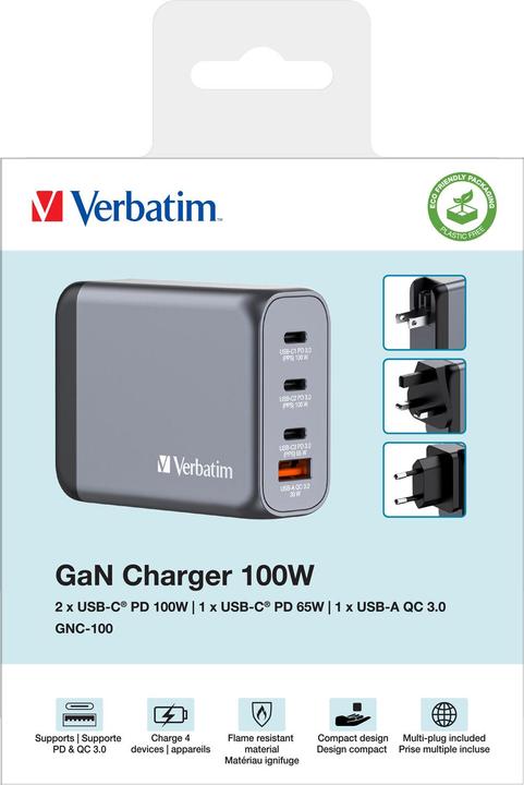 Actual product image Verbatim GNC-100 GaN Charger (100 W)
