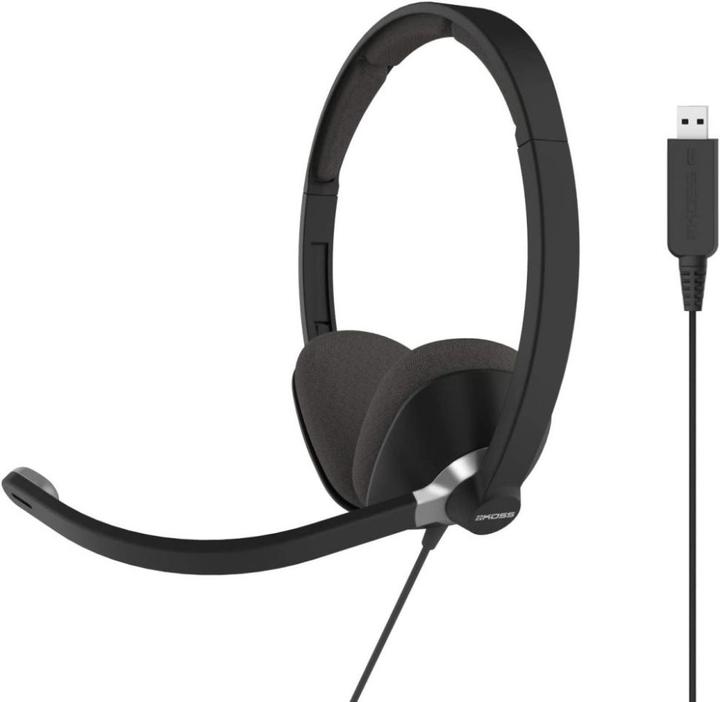 Koss CS300 USB Communication Headsets, On-Ear, Wired, Microphone, Black (Cable, USB-A)