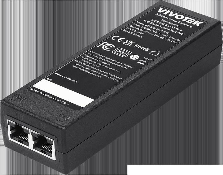Actual product image Vivotek AP-GIC-011A-030 Indoor Gigabit PoE injector, 30W (802.3af (PoE), 802.3at (PoE+), 30 W)