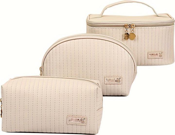 Actual product image Only-Bags.Store 3pcs/set cosmetic bag, portable large opening square cosmetic bag / shell design