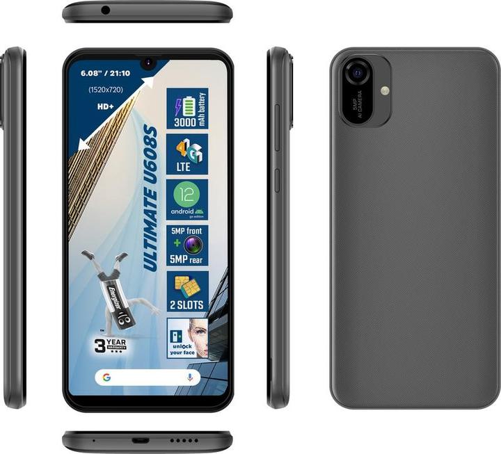 Image du produit Energizer U608S 4G BLACK (32 Go, Noir, 6.08", Double SIM, 5 Mpx, 4G)