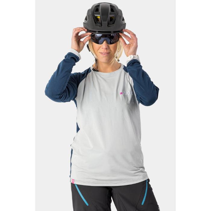Immagine prodotto dirtlej Maglia da donna Mountee drirelease® Merino a maniche lunghe, grigio/blu, XL (XL)
