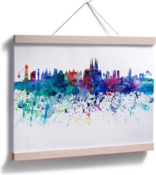 Produktbild Trenddeko Barcelona Aquarell Skyline (100 x 80 cm)