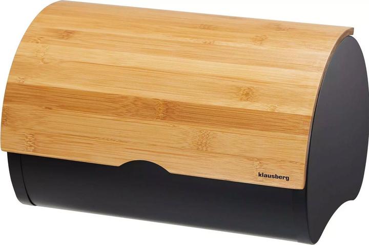 Klausberg Brotkasten matt-schwarz mit Deckel aus Bambus