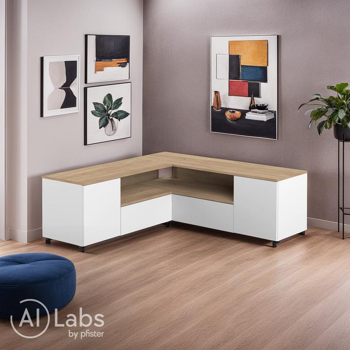 Image du produit Temahome Angle TV Stand blanc et chêne (40 x 46 cm)