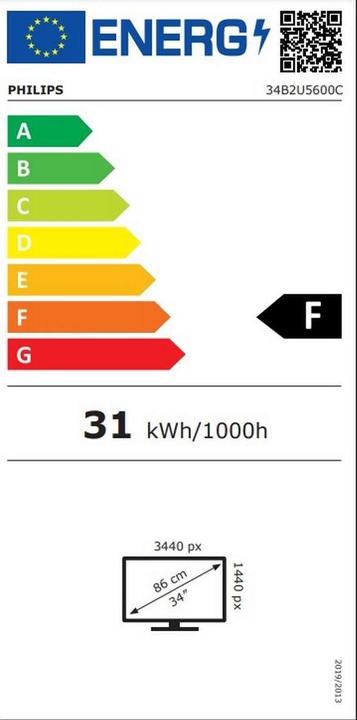 Energie-Label Philips 34B2U5600C/00 (3440 x 1440 Pixel, 34")