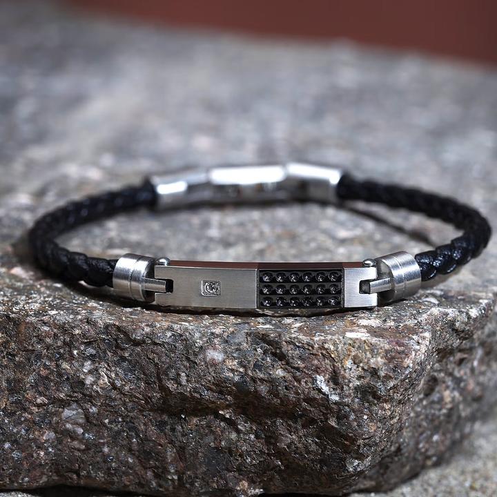 Actual product image Morellato Stylish menÌs leather bracelet Moody SQH58 (21 cm, Leather, Stainless steel)