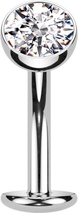 Produktbild Star Piercing Threadless Labret-Stab Banane silber Kugel Kristall silber (Titan G23)