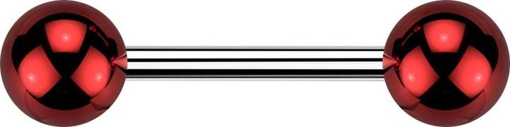 Actual product image Star Piercing Barbell silver with two balls glass coated red (Acrylic, Surgical steel 316L, without brass)