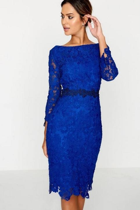 Actual product image Paper Dolls Blue bodycon dress in crocheted lace (36 E)