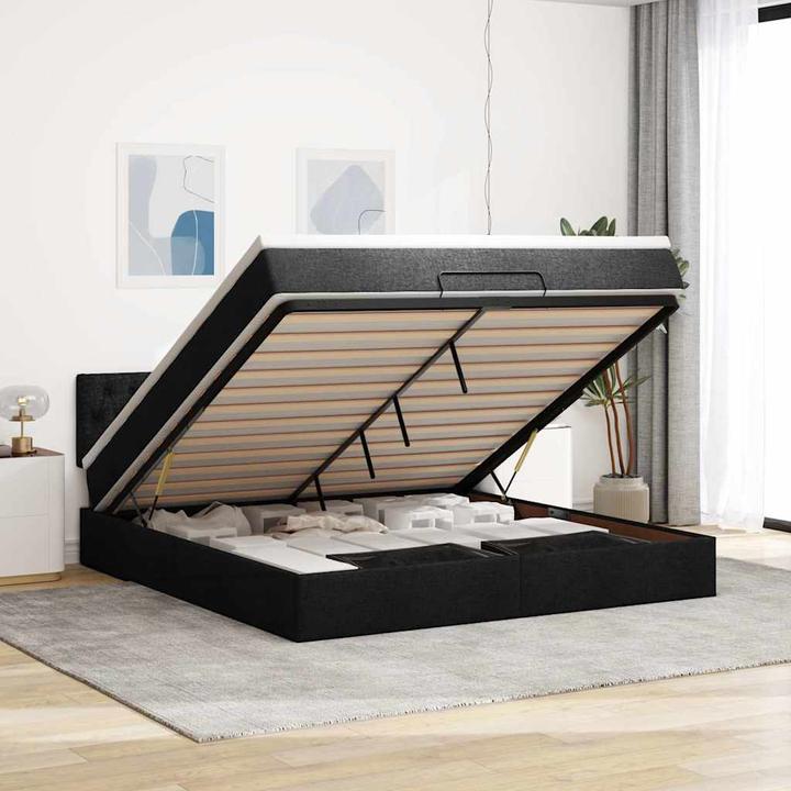 Actual product image VidaXL Ottoman bed with mattress black 160x200 cm fabric (160 x 200 cm)